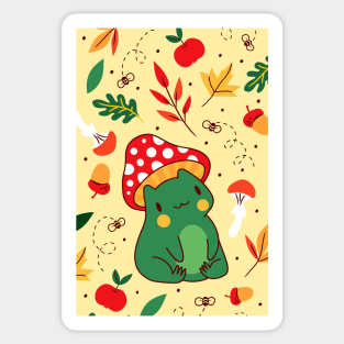 Cute Cottagecore Mushroom Frog Sticker